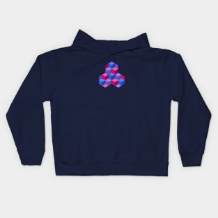 Cubes and Hexagons (Pink, Purple, Blue) Kids Hoodie